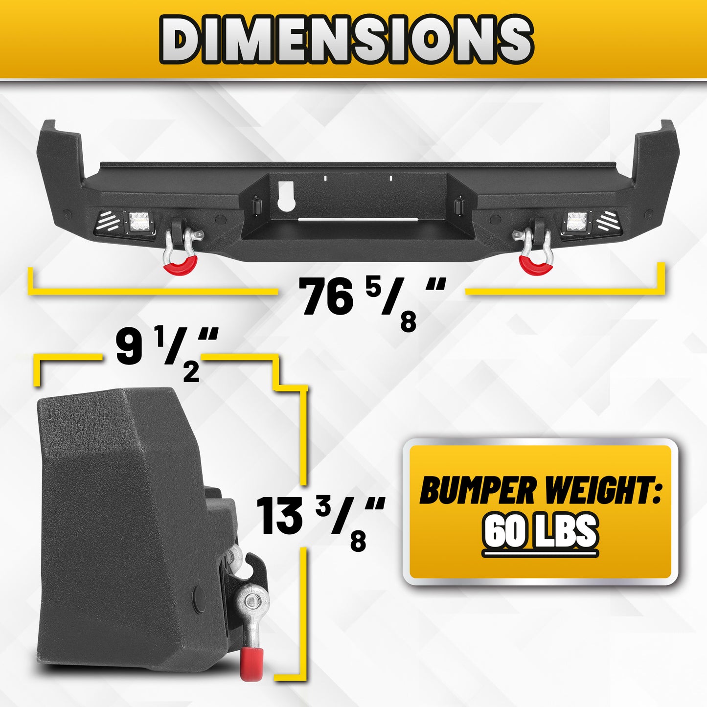 Toyota Tacoma 3rd Gen 2016-2023 Rear Bumper|Direct Bolt-On, No Drill, Carbon Steel Overland Armor, Step Plate & D-Rings