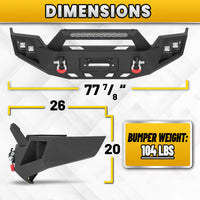 Toyota Tacoma 3rd Gen 2016-2023 Front Bumper|Direct Bolt-On, No Drill,Trail Protection, Winch Ready Plate & LED Pods