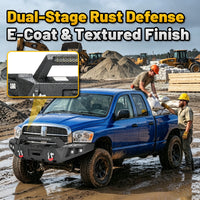 Dodge Ram 1500 06-08 (Excl. Mega Cab) Front Bumper| Bolt-On, No Drilling,Heavy Duty Steel Work Armor, LED Light Bar & D-Rings
