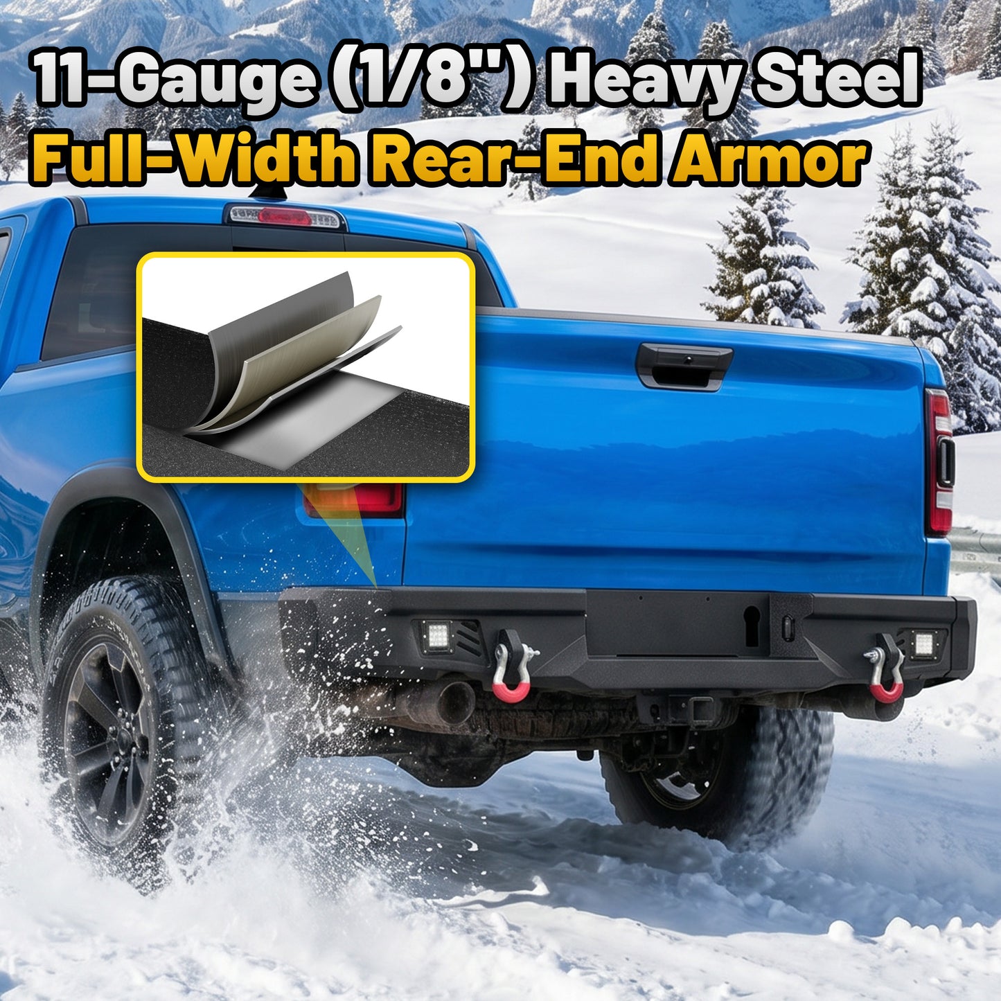 Ram 1500 09-18 & 19-24 Classic Rear Bumper|Direct Bolt-On, No Drill, Winch Plate & Recovery D-Rings