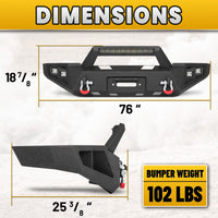Toyota Tacoma 05-15 2nd Gen Front Bumper|Direct Bolt-On, No Drill, Carbon Steel Off-Road & Trail Armor, LED Light Bar＆Dual D-rings