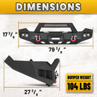 Ram 1500 13-18 & 19-23 Classic Front Bumper|Direct Bolt-On, No Drill, Full Width Trail Defense, Winch Plate & Recovery D-Rings