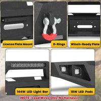 Ram 1500 09-12 Front Bumper|Bolt-On, No Drilling, Off-Road Armor, LED Light Bar & D-Rings