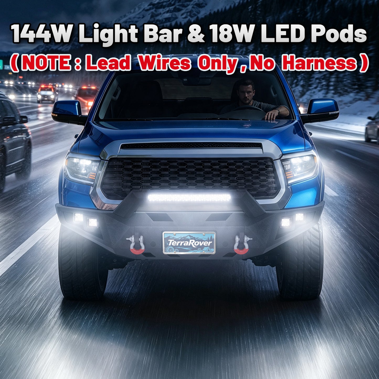 Toyota Tundra 14-21 Front Bumper|Bolt-On, No Drilling, Off-Road Armor, LED Light Bar & D-Rings