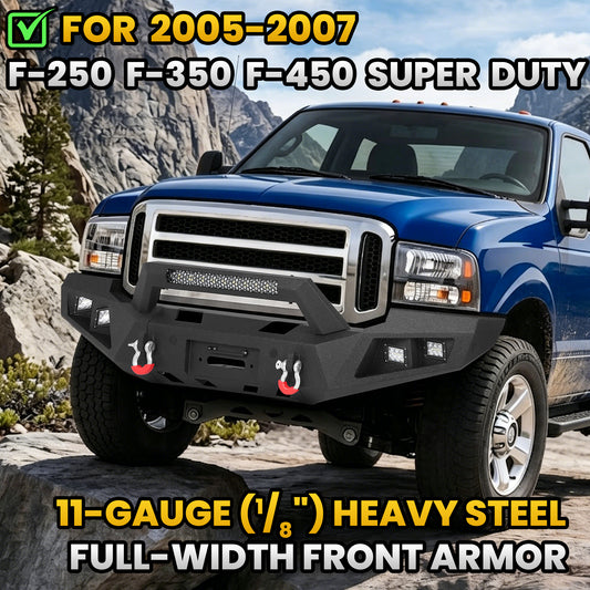 Ford F-150 15-17 (Excl. Raptor & EcoBoost) Front Bumper|Bolt-On, No Drilling, Work Protection, LED Lights & Winch Ready Plate