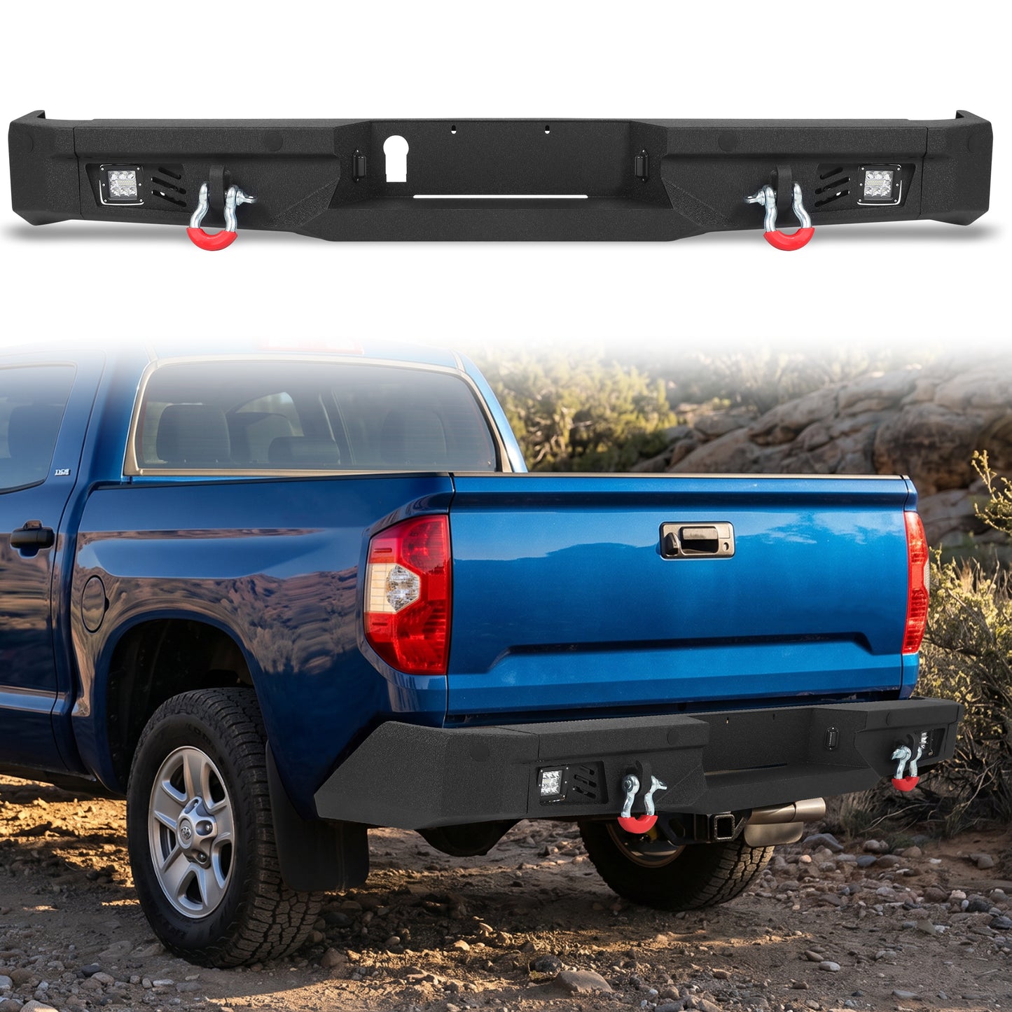 Toyota Tundra 14-21 Rear Bumper|Bolt-On, No Drilling, Off-Road Armor, LED Light Bar & D-Rings