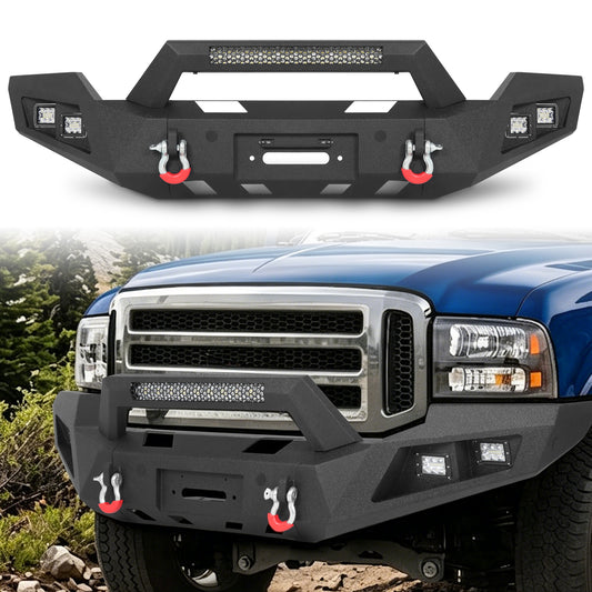 Ford F-150 15-17 (Excl. Raptor & EcoBoost) Front Bumper|Bolt-On, No Drilling, Work Protection, LED Lights & Winch Ready Plate