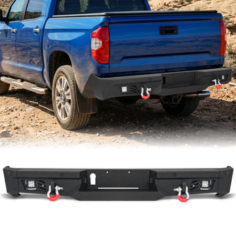 compare product Toyota Tundra 07-13 Rear Bumper|Direct Bolt-On, No Drill, Work & Trail Defense, D-Rings & License Plate Lights