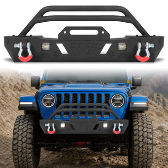 compare product Jeep Wrangler JL/JLU 18-26 JK/JKU 18-26 GLADIATOR JT 20-26 Front Bumper|Direct Bolt-On, No Drill, Off-Road Adventure Armor, LED Pods & D-Rings