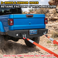Jeep Gladiator JT 20-26 Rear Bumper| Bolt-On, No Drilling,Off-Road Armor, LED Lights & D-Rings