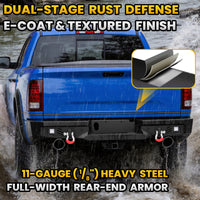 Ram 1500 Rebel 15-18 Rear Bumper| Bolt-On, No Drilling,Steel Off-Road Armor, LED Lights & D-Rings