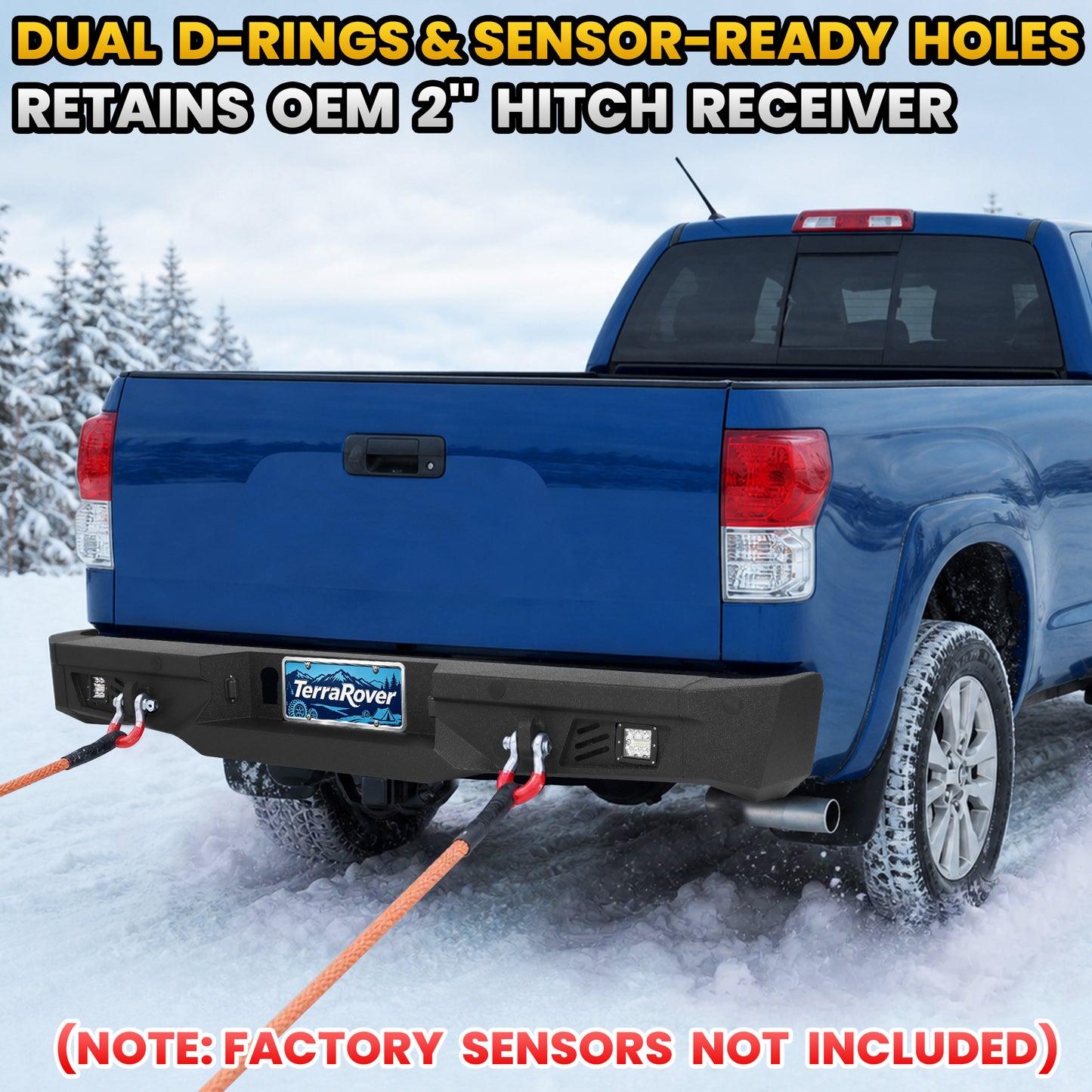 Toyota Tundra 07-13 Rear Bumper|Direct Bolt-On, No Drill, Work & Trail Defense, D-Rings & License Plate Lights