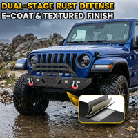 Jeep Wrangler JL/JLU 18-26 JK/JKU 18-26 GLADIATOR JT 20-26 Front Bumper|Direct Bolt-On, No Drill, Off-Road Adventure Armor, LED Pods & D-Rings