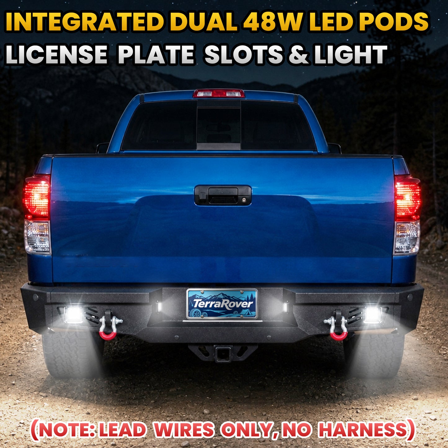 Toyota Tundra 07-13 Rear Bumper|Direct Bolt-On, No Drill, Work & Trail Defense, D-Rings & License Plate Lights