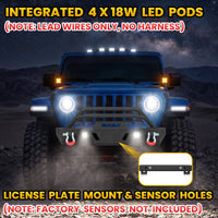 Jeep Wrangler JL/JLU 18-26 JK/JKU 18-26 GLADIATOR JT 20-26 Front Bumper|Direct Bolt-On, No Drill, Off-Road Adventure Armor, LED Pods & D-Rings