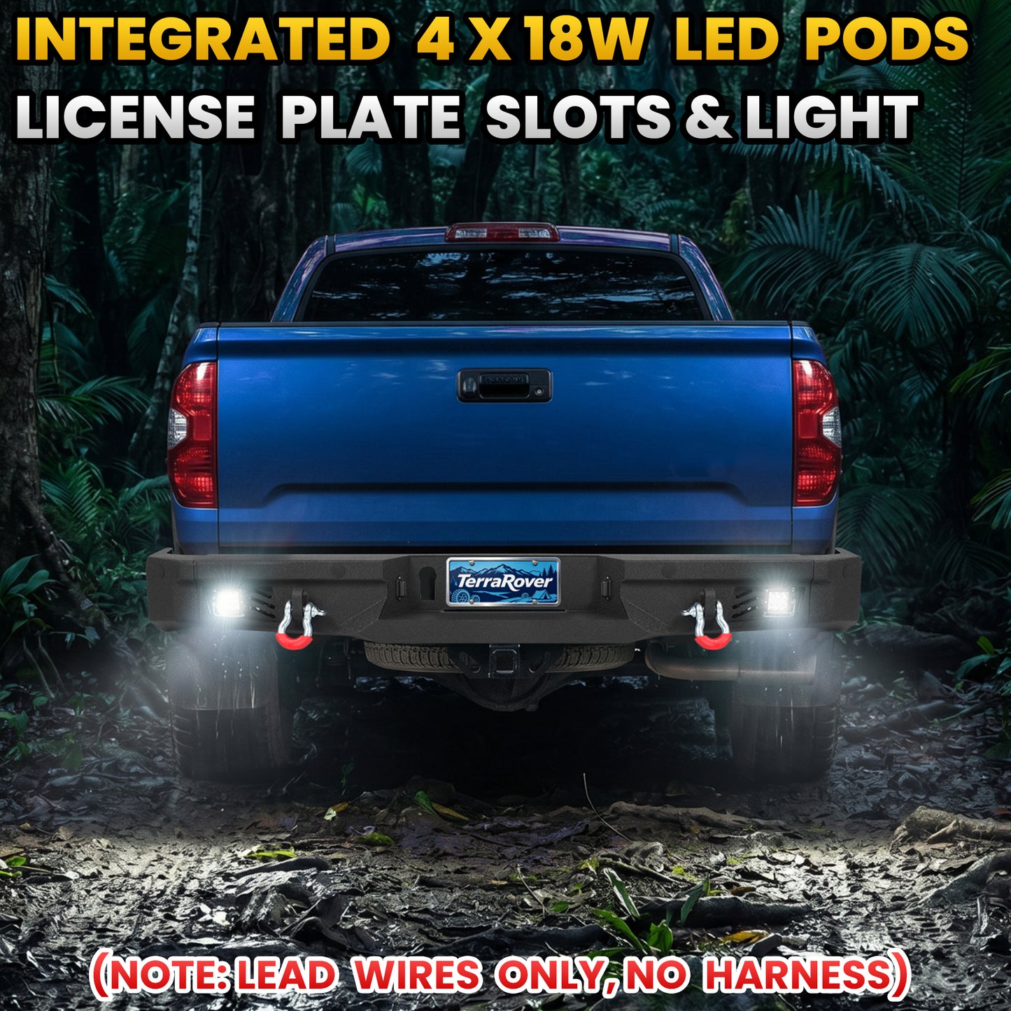 Toyota Tundra 14-21 Rear Bumper|Bolt-On, No Drilling, Off-Road Armor, LED Light Bar & D-Rings