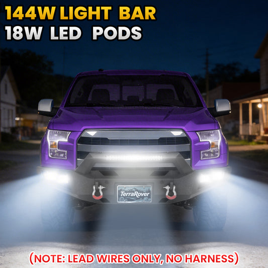 Ford F-150 15-17 (Excl. Raptor & EcoBoost) Front Bumper|Direct Bolt-On, No Drill, Off-Road Armor, LED Light Bar & Winch Plate