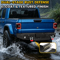 Jeep Gladiator JT 20-26 Rear Bumper| Bolt-On, No Drilling,Off-Road Armor, LED Lights & D-Rings
