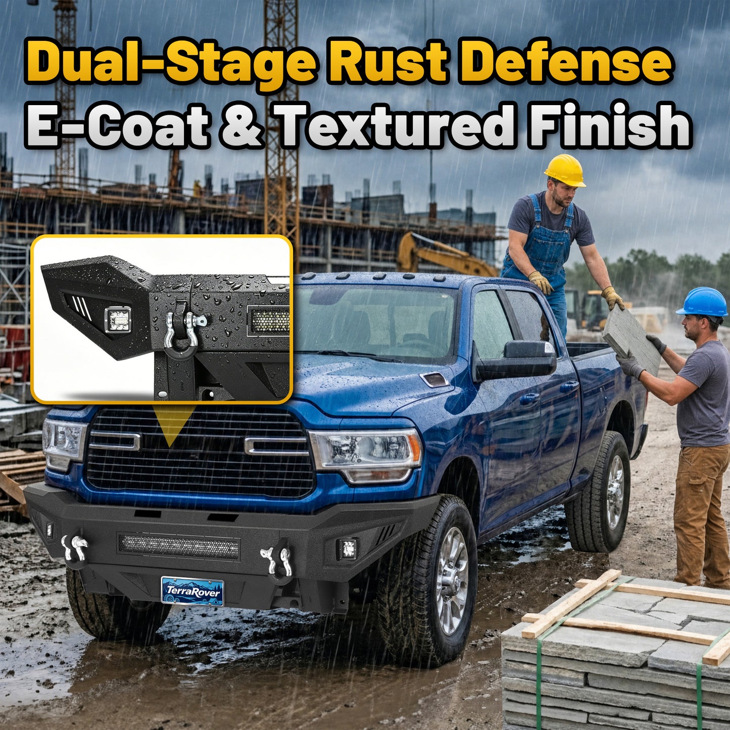 Dodge Ram 2500 19-24 Front Bumper|Direct Bolt-On, No Drill, Work Truck & Off-Road Protection, LED Light Bar & Fog Lights