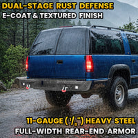 Chevy Suburban 92-99 / Yukon 92-99 / Tahoe 95-99 Rear Bumper|Bolt-On, No Drilling, Sensor Holes & Rear Step Plate