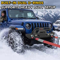 Jeep Wrangler JL/JLU 18-26 JK/JKU 18-26 GLADIATOR JT 20-26 Front Bumper|Direct Bolt-On, No Drill, Off-Road Adventure Armor, LED Pods & D-Rings