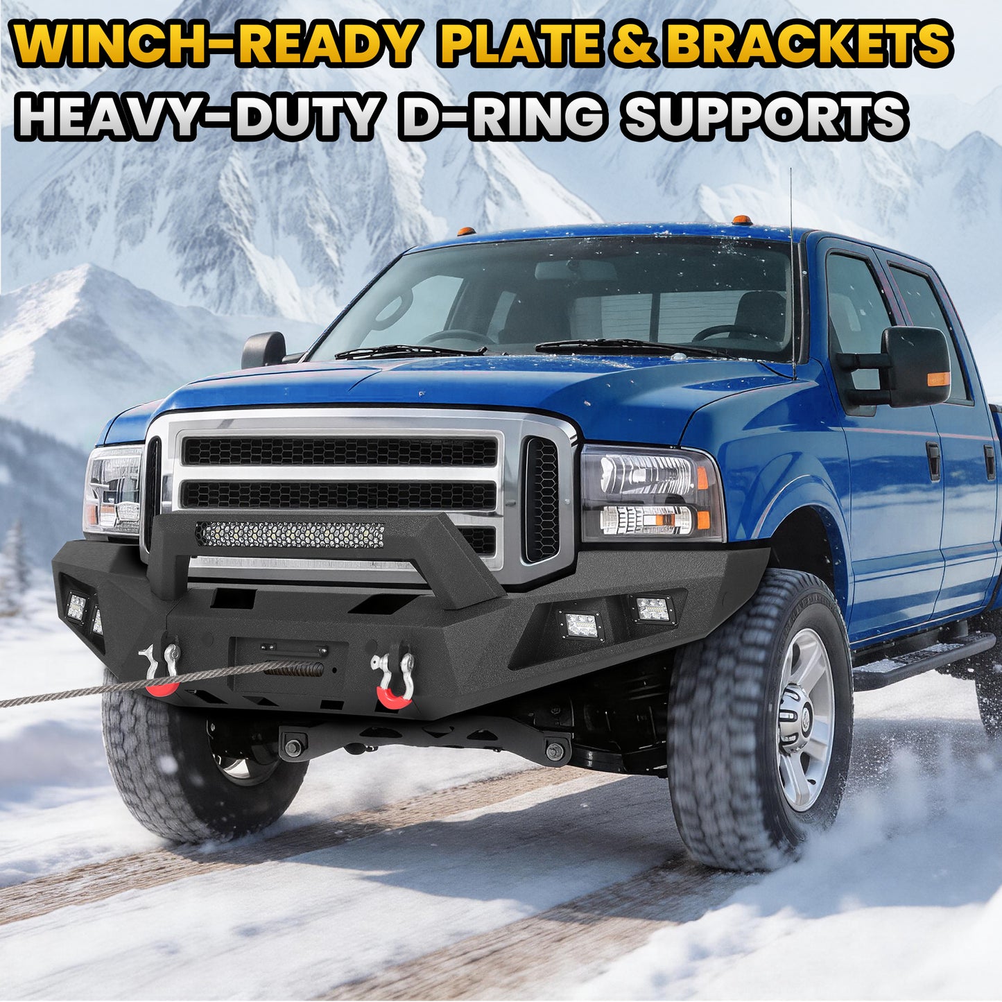Ford F-150 15-17 (Excl. Raptor & EcoBoost) Front Bumper|Bolt-On, No Drilling, Work Protection, LED Lights & Winch Ready Plate