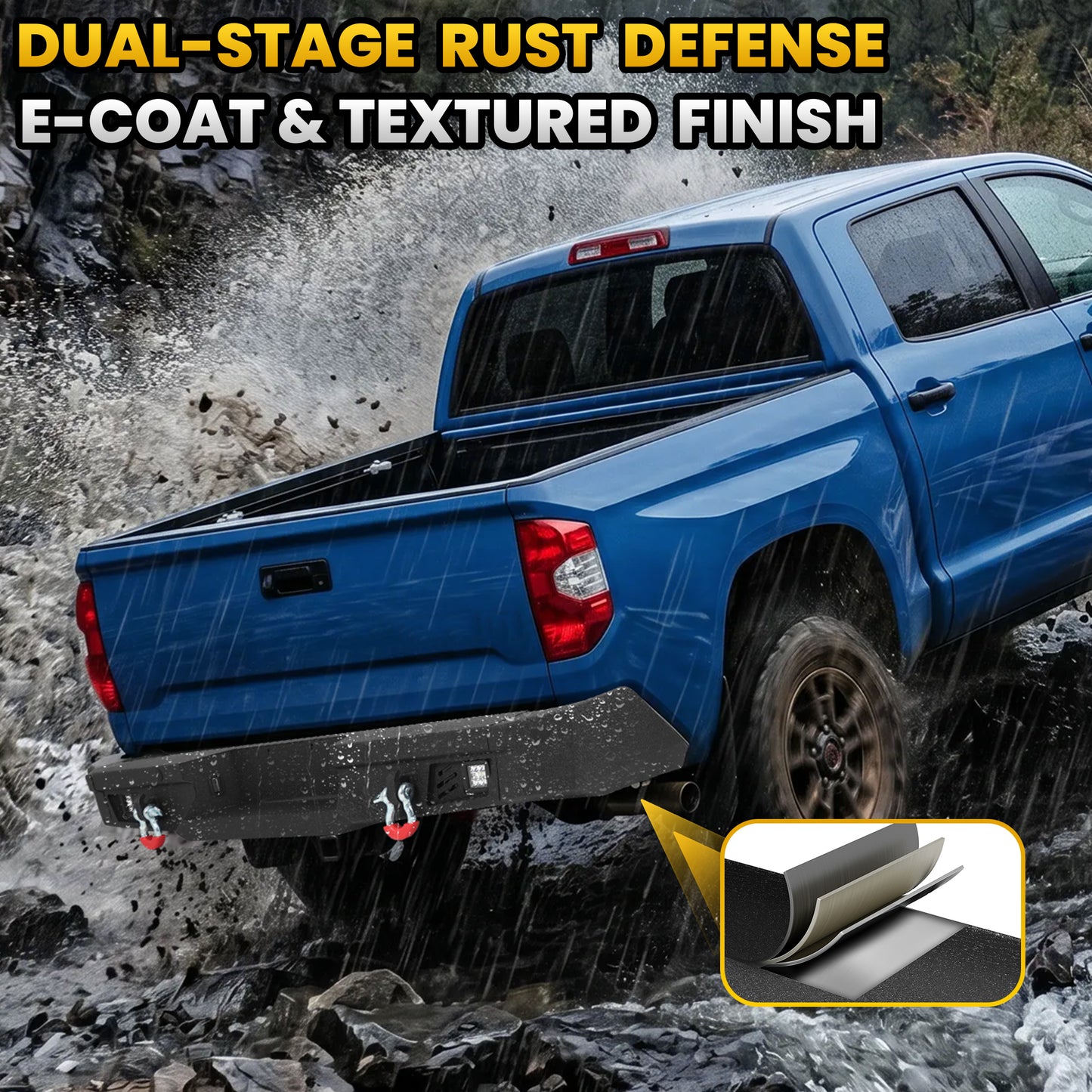 Toyota Tundra 14-21 Rear Bumper|Bolt-On, No Drilling, Off-Road Armor, LED Light Bar & D-Rings
