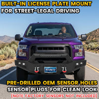 Ford F-150 15-17 (Excl. Raptor & EcoBoost) Front Bumper|Direct Bolt-On, No Drill, Off-Road Armor, LED Light Bar & Winch Plate