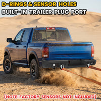 Ram 1500 Rebel 15-18 Rear Bumper| Bolt-On, No Drilling,Steel Off-Road Armor, LED Lights & D-Rings