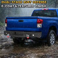 Toyota Tundra 07-13 Rear Bumper|Direct Bolt-On, No Drill, Work & Trail Defense, D-Rings & License Plate Lights