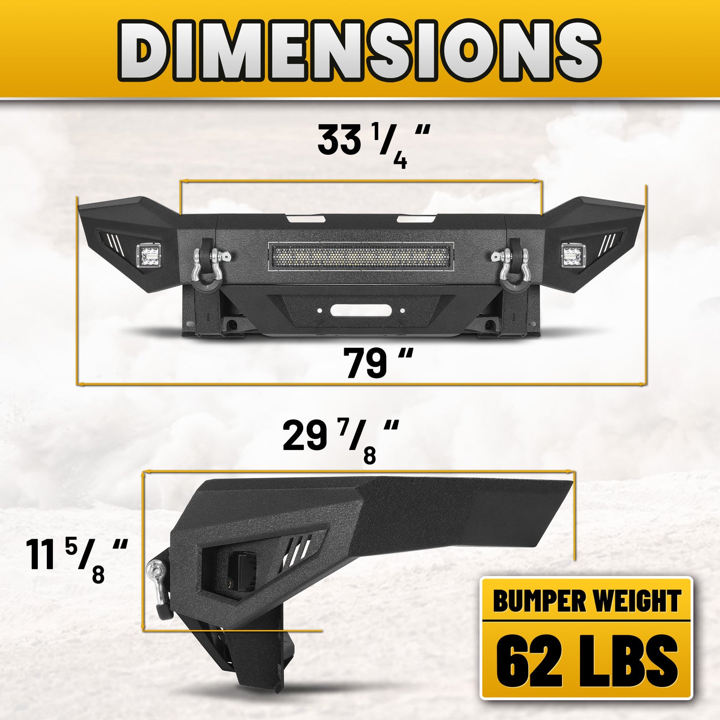 Dodge Ram 2500 19-24 Front Bumper|Direct Bolt-On, No Drill, Work Truck & Off-Road Protection, LED Light Bar & Fog Lights