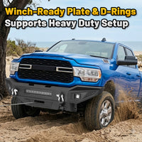 Dodge Ram 2500 19-24 Front Bumper|Direct Bolt-On, No Drill, Work Truck & Off-Road Protection, LED Light Bar & Fog Lights