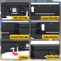 Toyota Tundra 07-13 Rear Bumper|Direct Bolt-On, No Drill, Work & Trail Defense, D-Rings & License Plate Lights