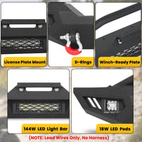 Jeep Wrangler JK, JL & Gladiator JT Front Bumper|Direct Bolt-On, No Drill, Off-Road Adventure Armor, Stainless Steel Skid Plate & Dual D-rings