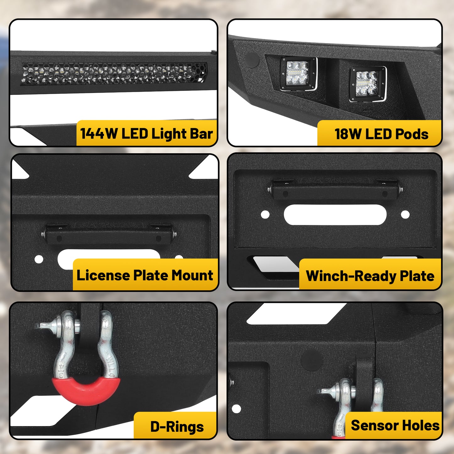 Ford F-150 15-17 (Excl. Raptor & EcoBoost) Front Bumper|Direct Bolt-On, No Drill, Off-Road Armor, LED Light Bar & Winch Plate