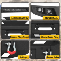 Ford F-150 15-17 (Excl. Raptor & EcoBoost) Front Bumper|Direct Bolt-On, No Drill, Off-Road Armor, LED Light Bar & Winch Plate