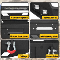 Ford F-150 15-17 (Excl. Raptor & EcoBoost) Front Bumper|Bolt-On, No Drilling, Work Protection, LED Lights & Winch Ready Plate