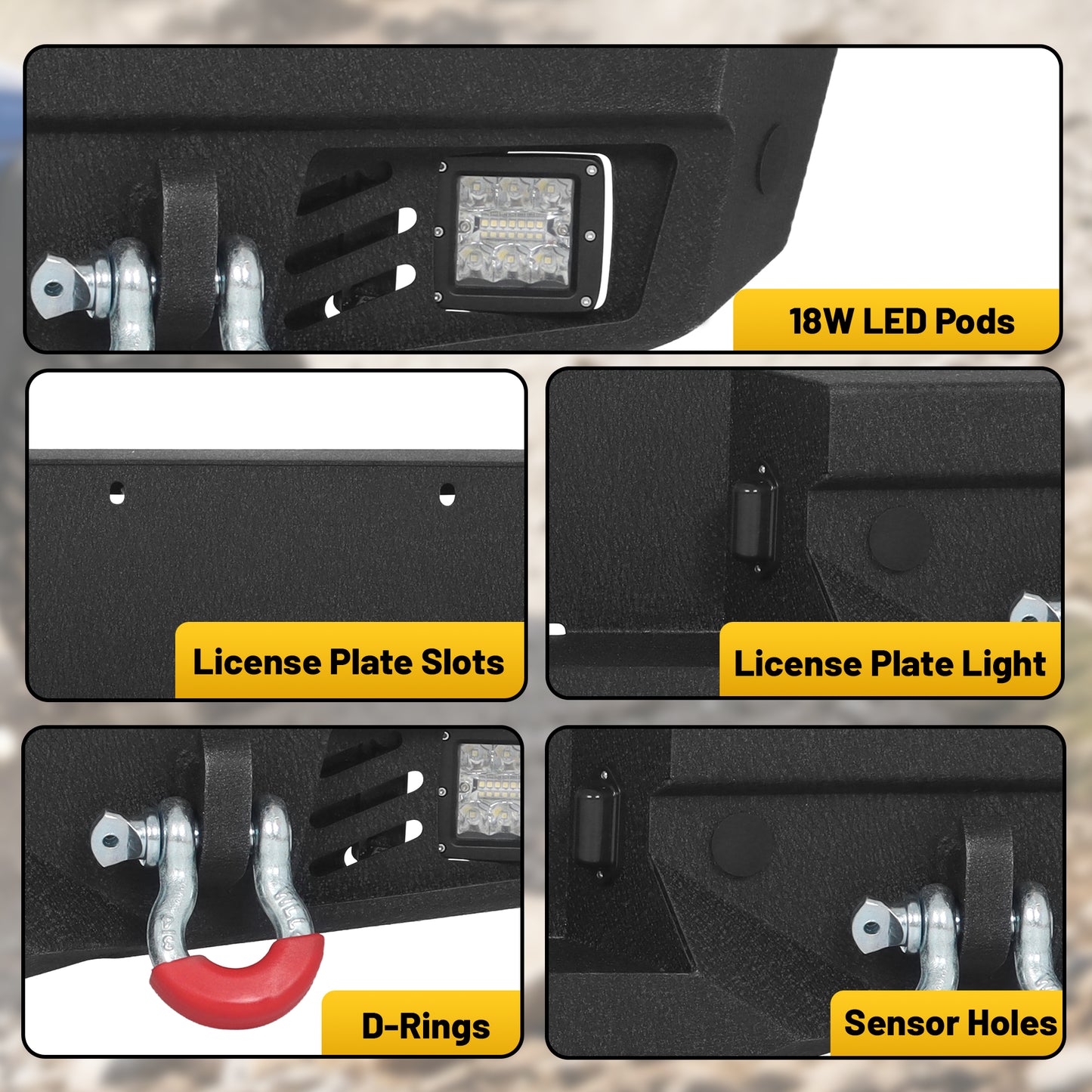 Toyota Tundra 14-21 Rear Bumper|Bolt-On, No Drilling, Off-Road Armor, LED Light Bar & D-Rings