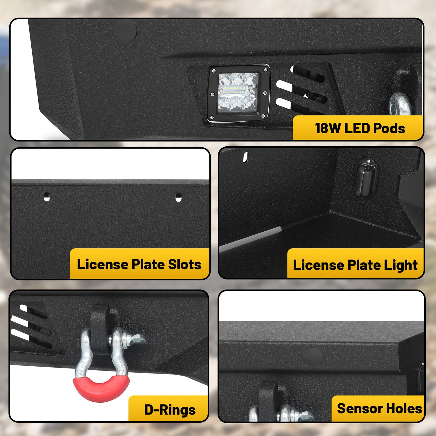 Dodge Ram 2500 3500 10-18/19-22 Rear Bumper|Direct Bolt-On, No Drill, Work & Tow Ready Armor, LED Lights & D-Rings