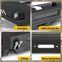 Dodge Ram 2500 19-24 Front Bumper|Direct Bolt-On, No Drill, Work Truck & Off-Road Protection, LED Light Bar & Fog Lights