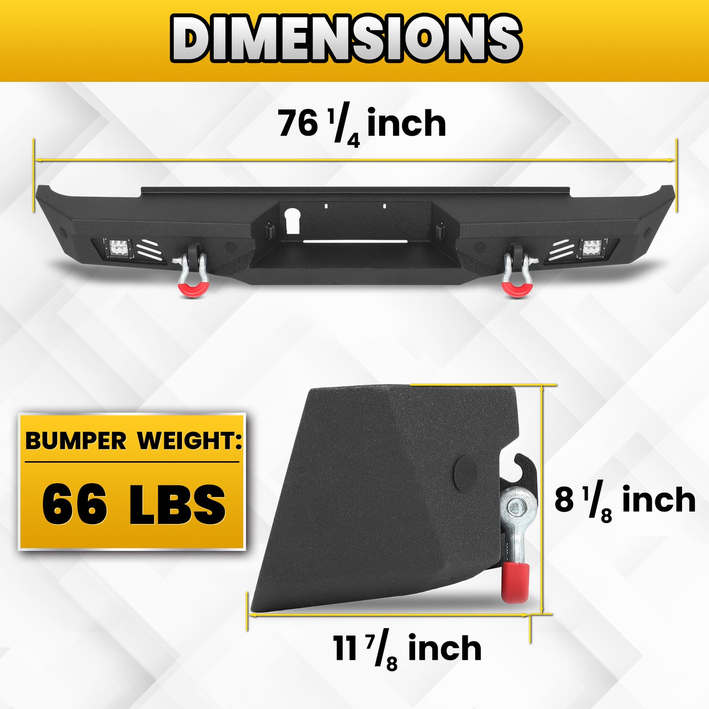 Chevy Suburban 92-99 / Yukon 92-99 / Tahoe 95-99 Rear Bumper|Bolt-On, No Drilling, Sensor Holes & Rear Step Plate