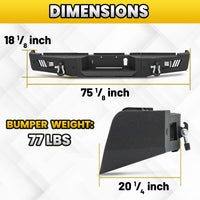 Dodge Ram 2500 19-24 Rear Bumper|Direct Bolt-On, No Drill, Work & Tow Ready Armor, LED Lights & D-Rings
