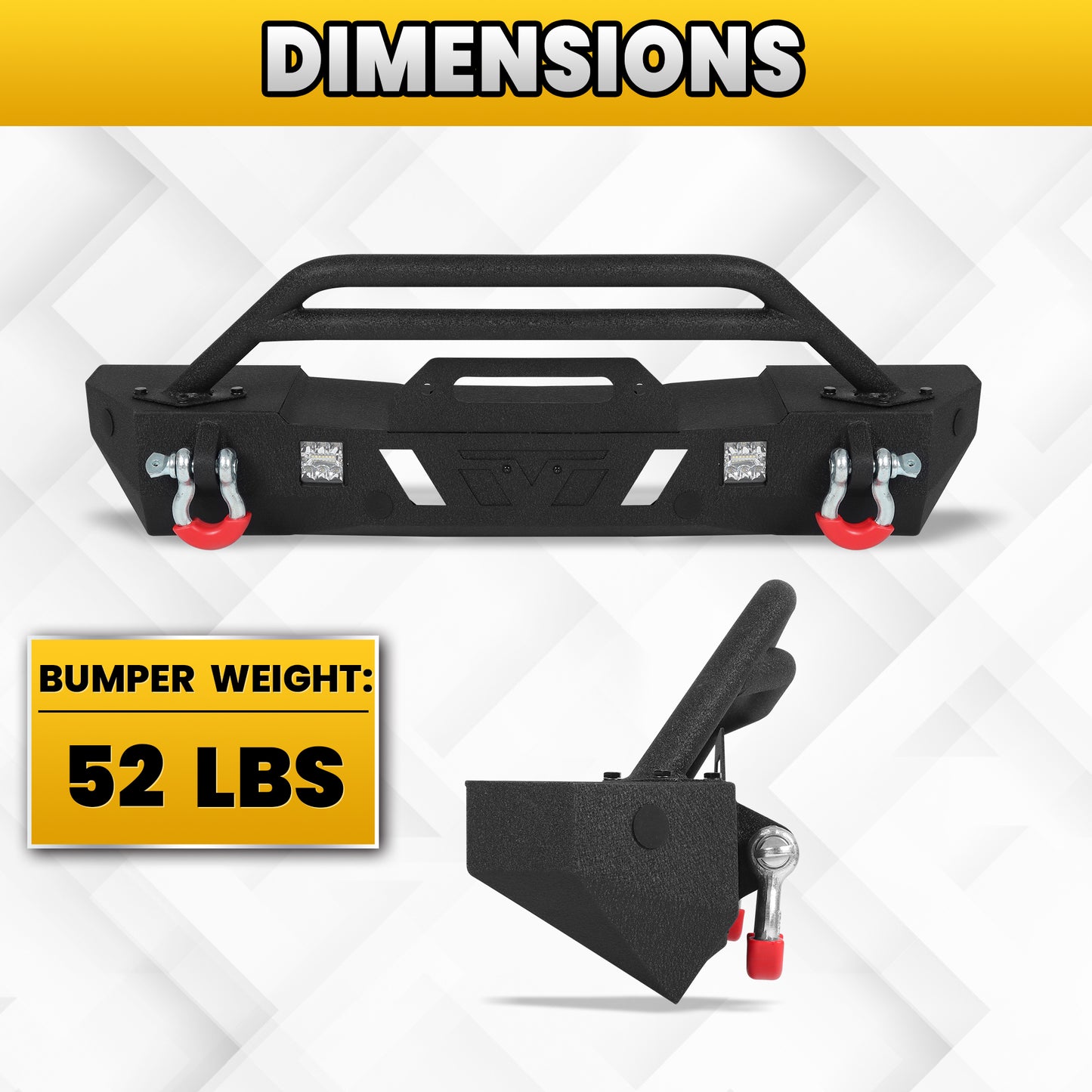 Jeep Wrangler JL/JLU 18-26 JK/JKU 18-26 GLADIATOR JT 20-26 Front Bumper|Direct Bolt-On, No Drill, Off-Road Adventure Armor, LED Pods & D-Rings