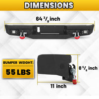 Jeep Gladiator JT 20-26 Rear Bumper| Bolt-On, No Drilling,Off-Road Armor, LED Lights & D-Rings