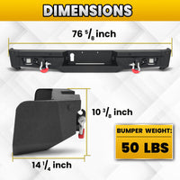 Toyota Tundra 07-13 Rear Bumper|Direct Bolt-On, No Drill, Work & Trail Defense, D-Rings & License Plate Lights