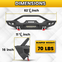 Jeep Wrangler JK, JL & Gladiator JT Front Bumper|Direct Bolt-On, No Drill, Off-Road Adventure Armor, Stainless Steel Skid Plate & Dual D-rings