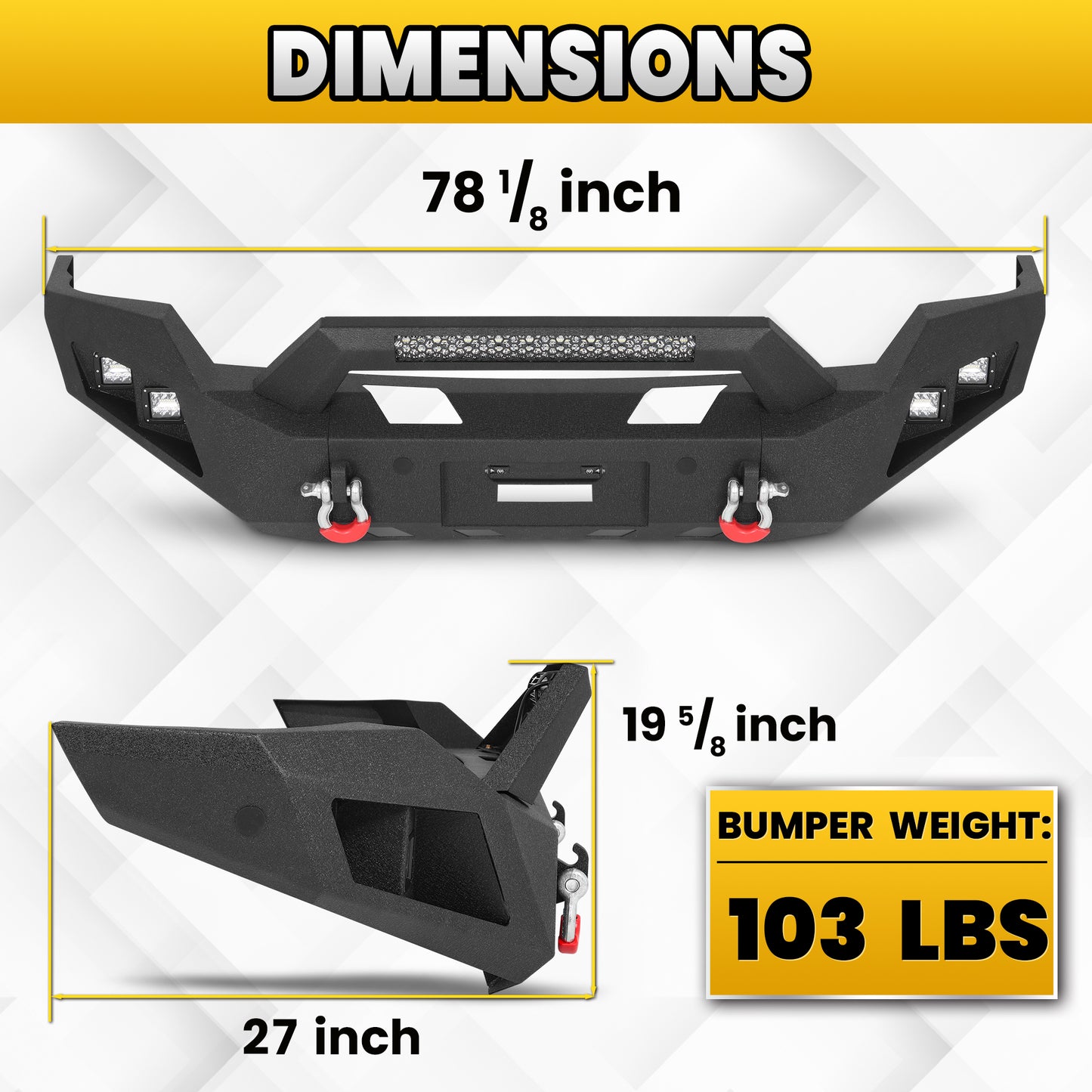 Ford F-150 15-17 (Excl. Raptor & EcoBoost) Front Bumper|Bolt-On, No Drilling, Work Protection, LED Lights & Winch Ready Plate
