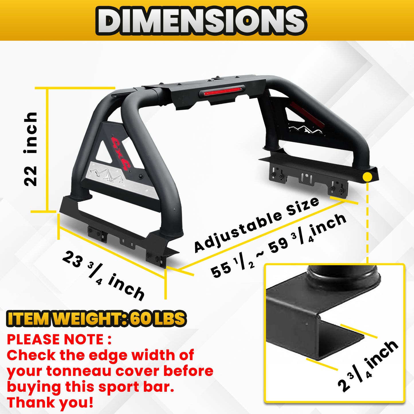Truck Bed Roll Bar for Mid-Size Pickup Trucks