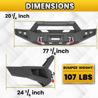 Ford F-150 15-17 (Excl. Raptor & EcoBoost) Front Bumper|Direct Bolt-On, No Drill, Off-Road Armor, LED Light Bar & Winch Plate