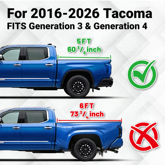 For Toyota Tacoma 2016-2026 5ft Short Bed, Retractable Hard Truck Bed Tonneau Cover
